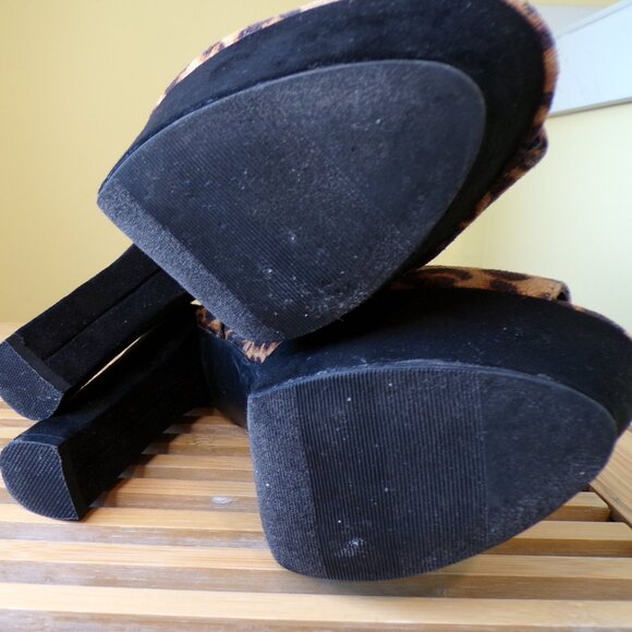 Mossimo Vintage Leopard Faux Fur Pumps Chunky Heel Womens Size 6.5 - Picture 12 of 13